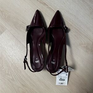 zara burgundy heels